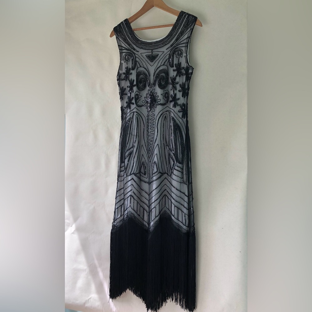 Vintage 20’s Style Fringe Dress With Beading - Picture 7 of 7